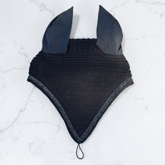 Full/Horse Size Tie Down Ear Bonnet with standard rhinestone edging