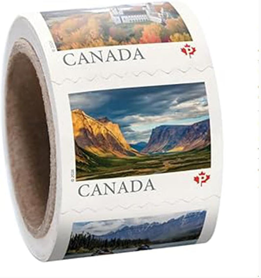 100Pcs Coil Roll Canada Postage Stamps,Canada Permanent Domestic Rate Natural Cultural Attractions Stamps